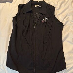 Harley-Davidson Black Sleeveless Zip-Up Tank Top